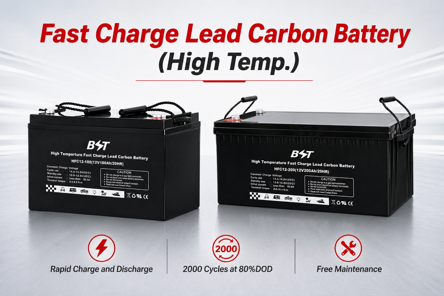 HFC12-200 Fast Charge Deep Cycle Lead Carbon Battery 12V200AH 2000+ Cycles for PSOC