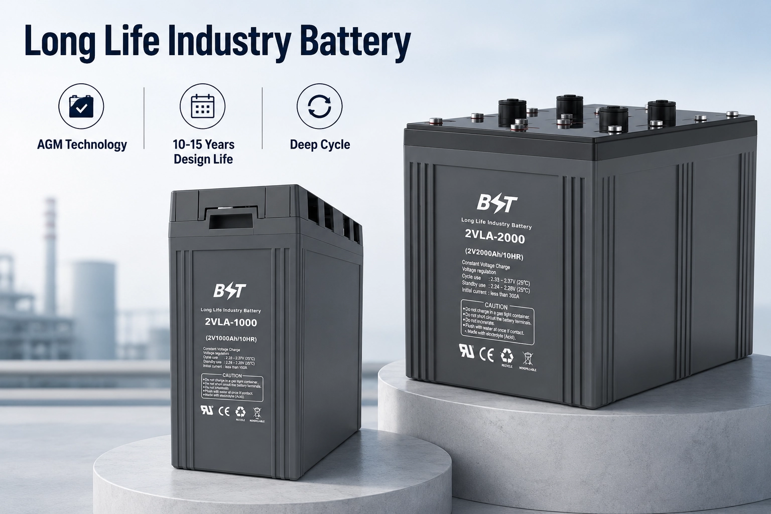 2VLA-2000 Long Life Industry AGM Battery 2V2000AH Deep Cycle 3000AH