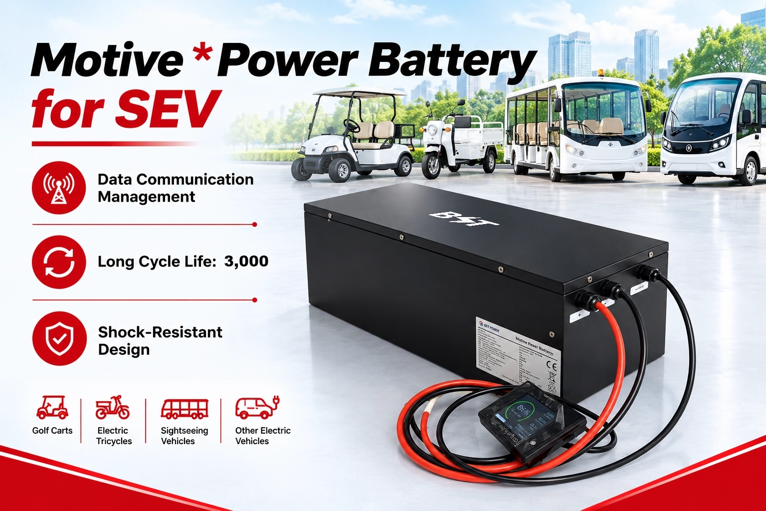Motive Power Battery for SEV/Forklift&Golf cart/Club cart Lithium Battery