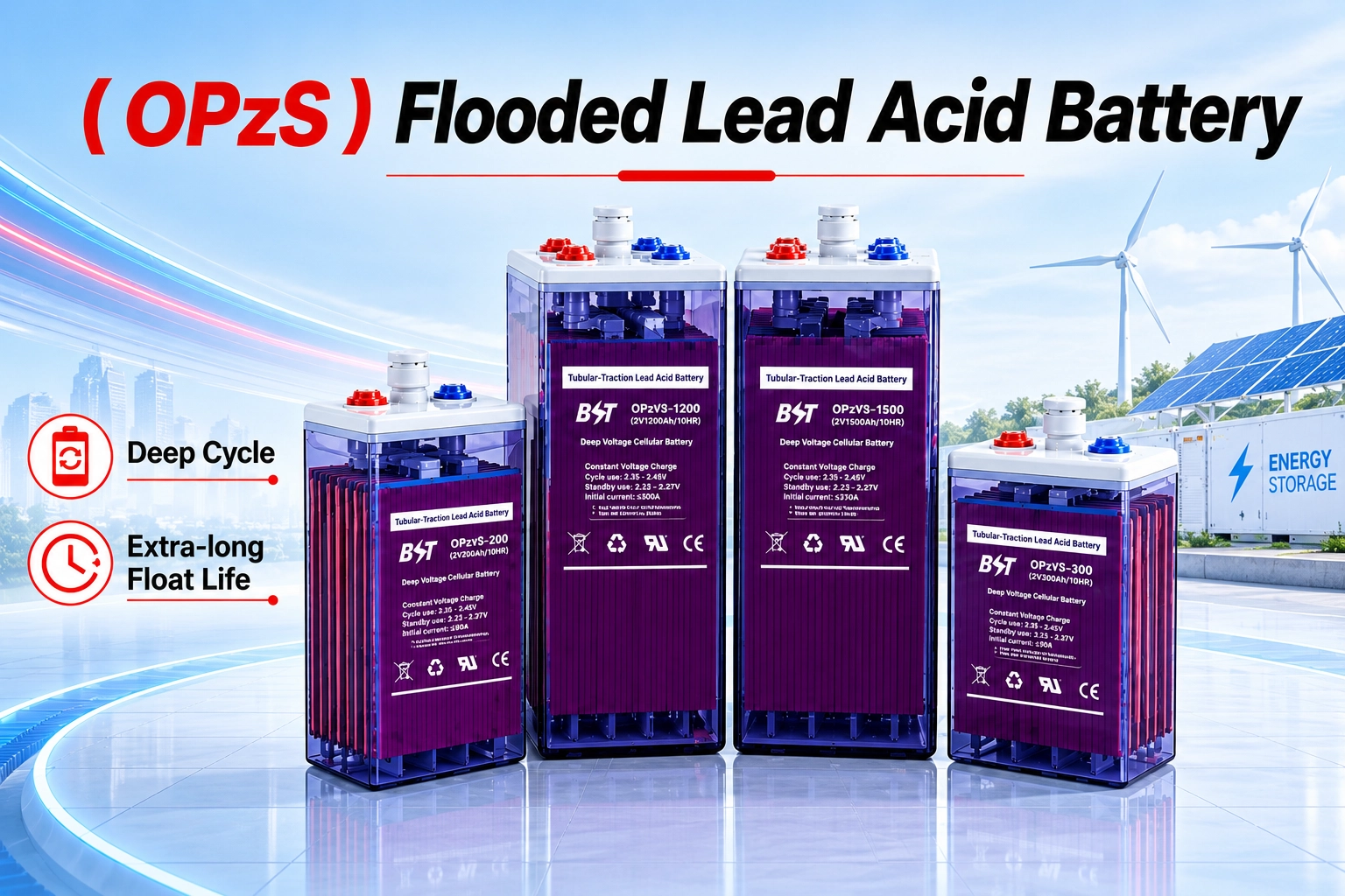 OPzS2-1000 Deep Cycle Tubular Flooded Battery lead acid
