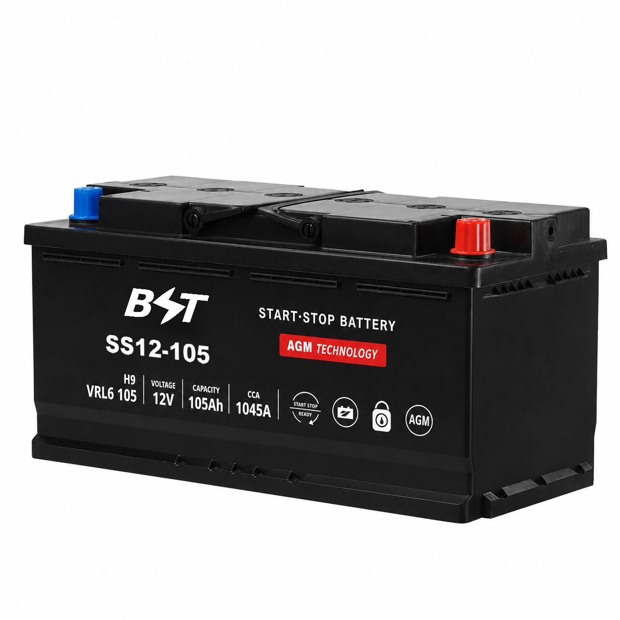 AGM Start-Stop Battery 12V105AH for Vehicle With Start-Stop System